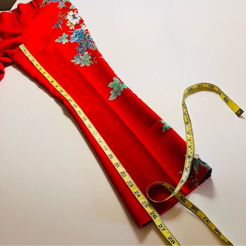 Zara Red Floral Hi arise Crop Pants Size XS Red - Picture 12 of 12
